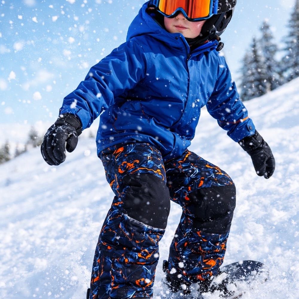 Kids Snow Pants | XS 4-5 | Ski Snowboard Winter Gear | Blue Orange